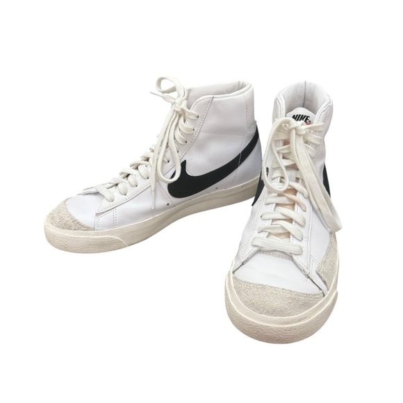 Like New Nike Blazer Mid White and Black High-Tops Size 8 - Picture 1 of 7